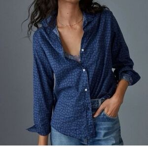 Grayson The Hero Women's Blue Floral Patterned Button Down Top Size 0/2